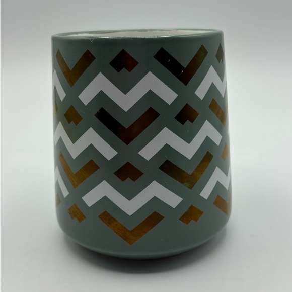 Thyme & Table Ceramic Mug Green Geometric Print Gold And White - Picture 2 of 8